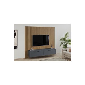 Panel Tv Ünitesi Meşe-gri 220 Cm