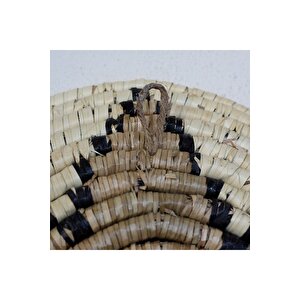 %100 El Yapımı Etnik Tabak Seti Bohem Duvar Süsü Hasır Duvar Dekoru Kahverengi Bej Siyah 45x9 Cm 45 cm