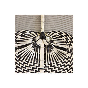 Japandi, Retro Eklektik Boho, Bohem, Iskandinav Dekoratif Bambu Siyah Duvar Japon Yelpaze 30x38cm Siyah