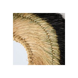Japandi Bambu&deniz Sazı Örme Kahverengi-siyah Dekoratif Yuvarlak Ayna Duvar Dekoru Duvar Süsü 60cm