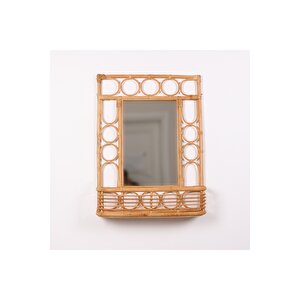 Japandi Bambu&rattan&hasır Kahverengi Dekoratif Dikdörtgen Ayna, Duvar Dekoru, Duvar Süsü 60x15x80