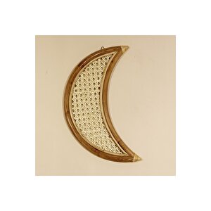 Ay Çocuk Odası Duvar Süsü, Hazeran Dekoratif Dekorasyon, Rattan Bambu Bohem Duvar Dekoru 40x20cm