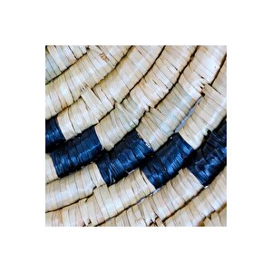 %100 El Yapımı Etnik Tabak, Bohem Duvar Süsü, Hasır Duvar Dekoru Kahverengi Siyah 40x8cm