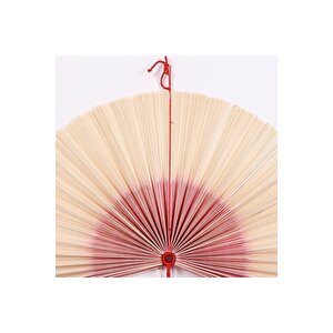Japandi, Iskandinav Dekoratif Doğal Bambu Akordeon Kırmızı Duvar Dekoru Japon Yelpaze 85x45x90 Cm