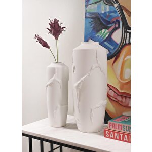 Licia Seramik Vazo Beyaz 19x19x48 Cm