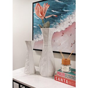 Licia Seramik Vazo Beyaz 13x10x33 Cm