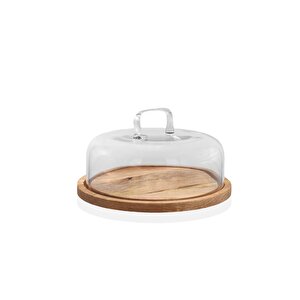 Madera Yuvarlak Kek Saklama Fanusu 18x30x30 Cm