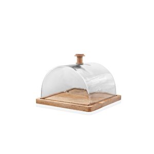 Madera Dikdörtgen Kek Saklama Fanusu 18x24x24 Cm