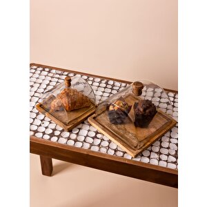 The Mia Madera Dikdörtgen Kek Saklama Fanusu 18x24x24 Cm