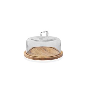 Madera Yuvarlak Kek Saklama Fanusu 17x26x26 Cm