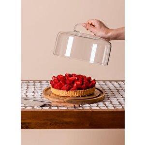 Madera Yuvarlak Kek Saklama Fanusu 17x26x26 Cm