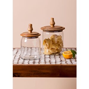 Madera Kapaklı Saklama Kavanozu 21x12x12 Cm