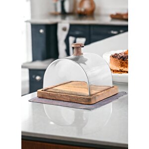 Madera Dikdörtgen Kek Saklama Fanusu 15x19x19 Cm