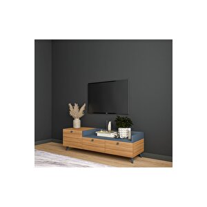 Easy Çift Renkli Tv Sehpası 140 Cm 3 Kapaklı Tv Ünitesi Ceviz-Antrasit