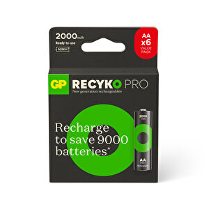 Gp Batteries Recyko Pro Aa Kalem Ni-mh Şarjlı Pil, 1.2 Volt, 6'lı Kart