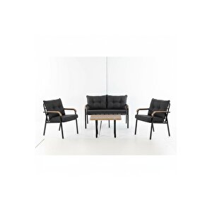 Köyceğiz 2 1 1 Sehpa(50*75) Bahçe Balkon Mutfak Takımı,koyu Gri