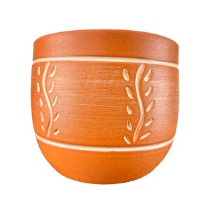 Ev Dekorasyon nakış Desenli Toprak Saksı Saksılık Salon Çiçeklik - 19 Cm