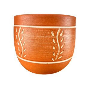 Ev Dekorasyon nakış Desenli Toprak Saksı Saksılık Salon Çiçeklik - 19 Cm