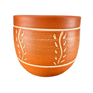 Ev Dekorasyon nakış Desenli Toprak Saksı Saksılık Salon Çiçeklik - 19 Cm