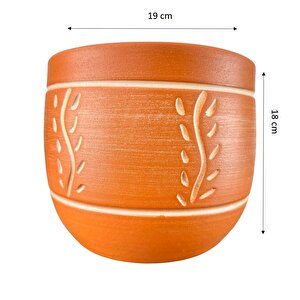 Bitki Tasarımı Ev Dekorasyon nakış Desenli Toprak Saksı Saksılık Salon Çiçeklik - 19 Cm
