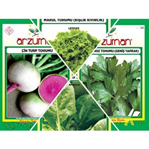 Kişlik Kivircik Marul - Çi̇n Turp - Maydanoz - Ispanak 4'lü Tohum Seti̇