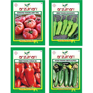 Köy Ti̇pi̇ Domates - Mazamort Bi̇beri̇ - Salatalik Bei̇th Alpha - Yağlik 28 Bi̇ber 4'lü Tohum Seti̇
