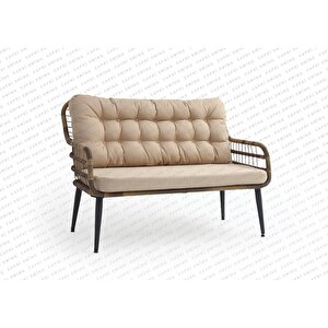 Capri Swing Pisa İkili Rattan Bahçe Balkon Oturma Grubu Açık Kahve 753