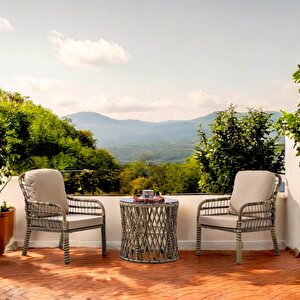 Pisa Tekli Rattan Bahçe Balkon Oturma Grubu Açık Kahve 703