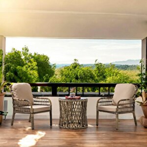 Capri Swing Pisa Tekli Rattan Bahçe Balkon Oturma Grubu Açık Kahve 703
