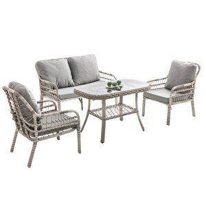 Capri Swing Pisa İkili Rattan Bahçe Balkon Oturma Grubu Beyaz 752