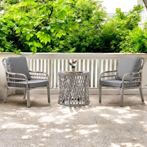 Pisa Tekli Rattan Bahçe Balkon Oturma Grubu Beyaz 702