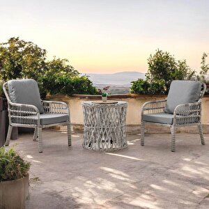 Pisa Tekli Rattan Bahçe Balkon Oturma Grubu Beyaz 702