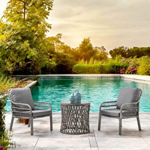 Capri Swing Pisa Tekli Rattan Bahçe Balkon Oturma Grubu Gri 700