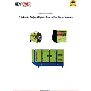 Genpower Marka Gbg 110 Ie Model 11 Kva, Benzinli, Marşlı, Tekerlekli, Monofaze( 230 Volt) Inverter Jeneratör