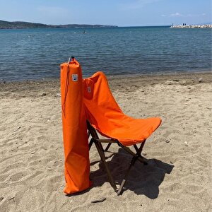 Ahşap Katlanır Kamp Ve Bahçe Sandalyesi Kılıfı-turuncu