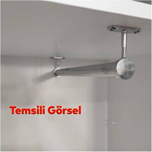 Askı Flanşı Oval Dolap Boru Sabitleme Kıyafet Elbise Askı Flanş Aparatı Krom 75x25 Mm (2 Adet)