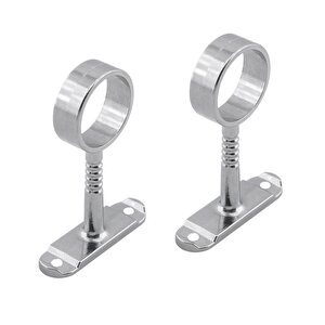 Askı Flanşı Oval Dolap Boru Sabitleme Kıyafet Elbise Askı Flanş Aparatı Krom 75x25 Mm (2 Adet)