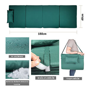 Bysay Ahşap Katlanabi̇li̇r Yatar Şezlong Plaj Yataği Mi̇nder Dahi̇l 3 Lü Set (cevi̇z - Turkuaz)