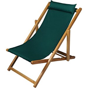 Bysay Ahşap Katlanabilir Taşinır Şezlong Plaj Bahçe Teras Balkon Sandalyesi Koltuğu (haki̇)
