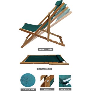 Bysay Ahşap Katlanabilir Taşinır Şezlong Plaj Bahçe Teras Balkon Sandalyesi Koltuğu (haki̇) Yeşil