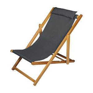 Bysay Ahşap Katlanabilir Taşinır Şezlong Plaj Bahçe Teras Balkon Sandalyesi Koltuğu (antrasi̇t)