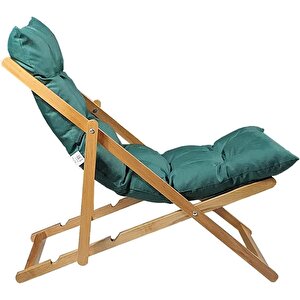 Bysay Ahşap Katlanabilir Taşinır Puf Minderli Şezlong Plaj Bahçe Balkon Sandalyesi Koltuğu Takımı (haki̇) Yeşil