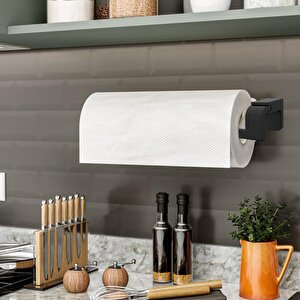 Banyo Lavabo Mutfak Aparat Uzun Kağıt Havluluk Standı Kağıtlık 26 Cm Paslanmaz Metal Sağlam Siyah