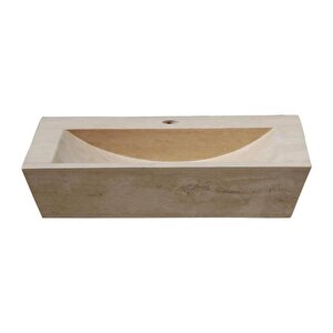 Light Traverten Dolgulu Honlu Dikdörtgen Çiftlik Evi Tarzı Lavabo 20020047