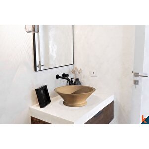 Light Traverten Dolgulu Honlu Konik Çanak Lavabo 20020024