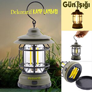 Blanca Dekoratif Kamp Lambası Ledli Sarı Işıklı El Feneri Pilli Işıldak Portatif Gece Lamba Yeşil