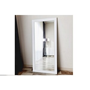 Dfn Wood Mdf Dikdörtgen Beyaz Duvar Salon Boy Aynası 110x50 Cm