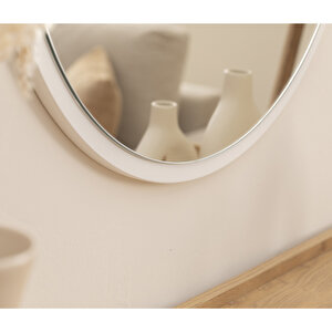 Dfn Wood Beyaz  Mdf Yuvarlak Duvar Salon Banyo Aynası 80x80 Cm