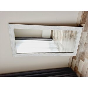 Dfn Wood Masif Ahşap Dikdörtgen Beyaz Dekoratif Duvar Salon Ofis Aynası 170x70 Cm 170x70 cm