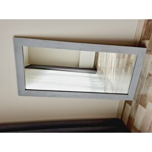 Dfn Wood Masif Ahşap Dikdörtgen Gri Dekoratif Duvar Salon Ofis Aynası 160x70 Cm